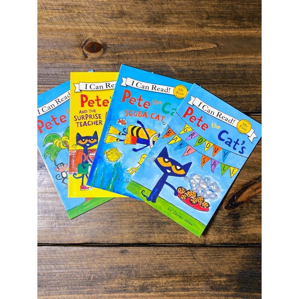 Pete the Cat I Can Read Lot of 4 Paperback Books Scuba-Cat Banana Teacher